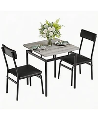 gaomon 3 Piece Dining Table Set, Kitchen Table Set for 2 with 2 Pu Upholstered Chair, Industrial Metal Frame Dinette Set for Small Space, Dining Room