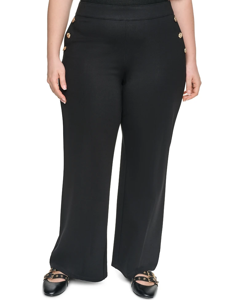Karl Lagerfeld Paris Plus Compression Sailor Mid-Rise Straight Pants