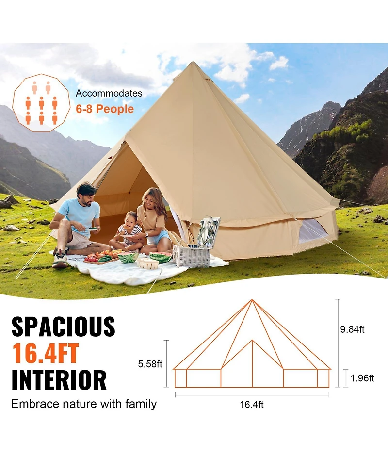 Vevor Canvas Bell Tent Season Camping Yurt Tent with Stove Jack