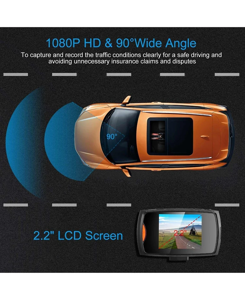 Neewer 1080P Car Dvr Camera Dash Cam Camcorder 90 Degree Angle Loop Recording Night Vison