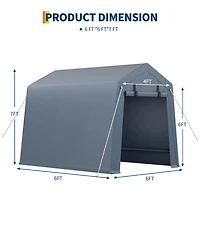 homfan 6x6 ft Motorcycle Shelter, Galvanized Steel Frame, Weather and Uv Resistant, Tool-Free Assembly Outdoor Bike Tent