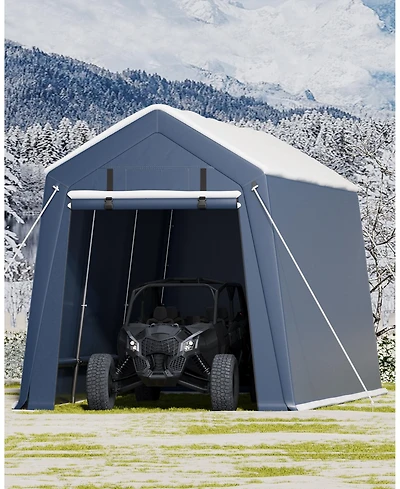 homfan 10x15ft Carport Tent – Heavy Duty Outdoor Storage Shed with Roll-up Windows and Zip Door, Waterproof Portable Garage for Car or Truck
