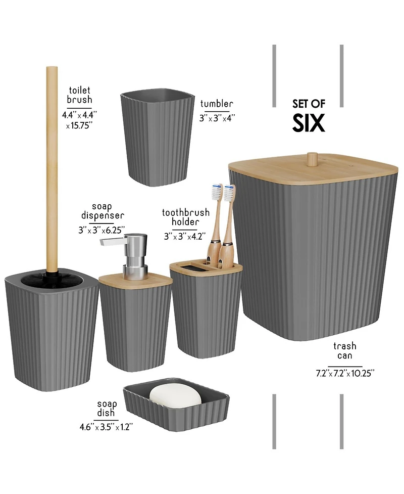 6 Piece Complete Bathroom Decor and Accessory Set
