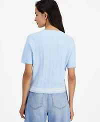 On 34th Women's Cable-Knit Short-Sleeve Crewneck Sweater, Macy's Exclusive