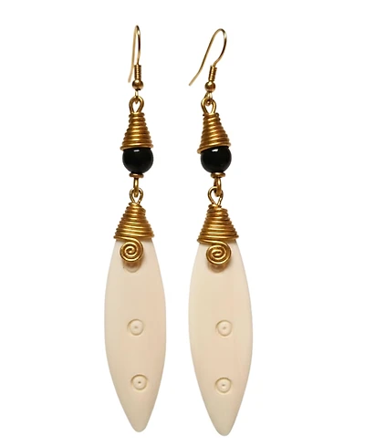 Kendi Amani Malaika Handmade Bone & Brass Drop Earrings