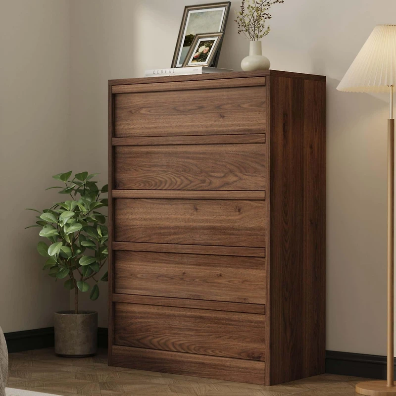 gaomon 5 Drawers Nightstand for Bedroom, Wooden Small Bedside Table Cabinet with Large Storage and Anti-Tip Device, Modern End Side Table Night Stand