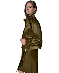 Donna Karan New York Women's Glazed Cotton Zip-Front Jacket