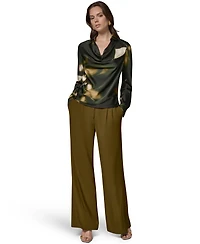 Donna Karan New York Women's Printed Satin Long-Sleeve Top