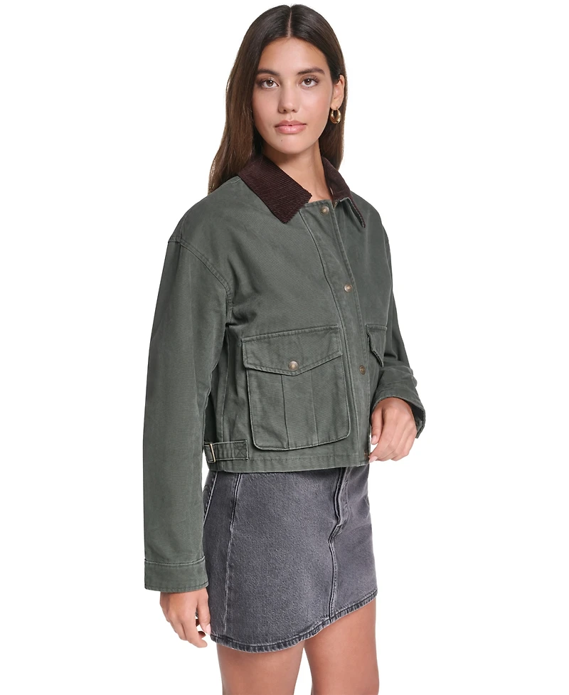 Levi's Women's Cropped Cotton Corduroy-Collar Barn Jacket