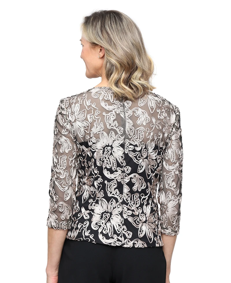 Alex Evenings Embellished Tulle Blouse