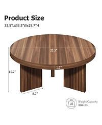 gaomon 33.5-Inch Round Wood Coffee Table for Small Spaces, Living Room Center Table