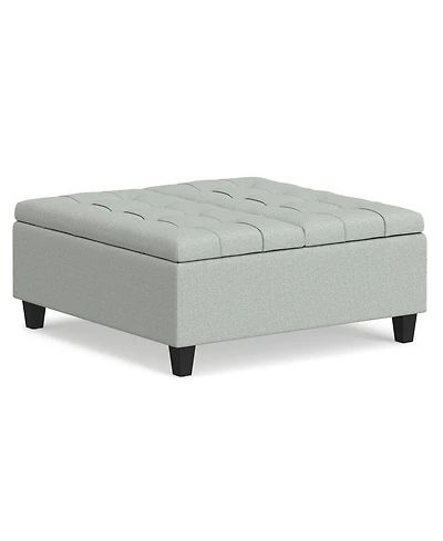 Simpli Home Harrison 16.5" Wood Storage Coffee Table Ottoman