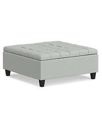 Simpli Home Harrison 16.5" Wood Storage Coffee Table Ottoman