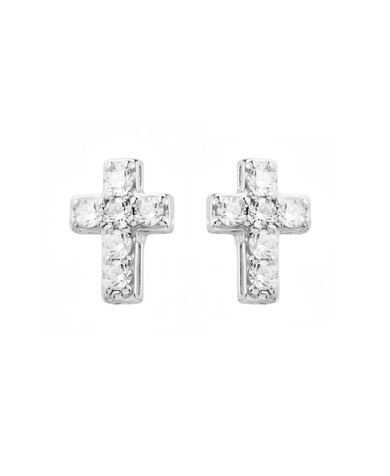 Macy's Cubic Zirconia Religious Cross Stud Earrings
