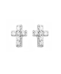 Macy's Cubic Zirconia Religious Cross Stud Earrings