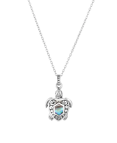 Macy's Abalone Oxidized Filigree Turtle 18" Pendant Necklace