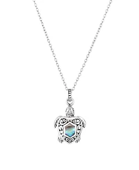 Macy's Abalone Oxidized Filigree Turtle 18" Pendant Necklace