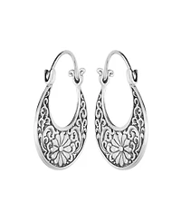 Macy's Oxidized Flower Swirl 1.15" Hoop Earrings