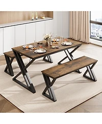 homfan Space Saving Dining Table Set for 4 - 44.8 inch Rectangular Kitchen and Dining Room Furniture with Benches