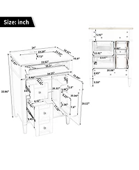 Busdays 24 Inch Bathroom Vanity with Top Sink Modern Storage Cabinet with 2 Drawers and a Tip Out Drawer Single Sink