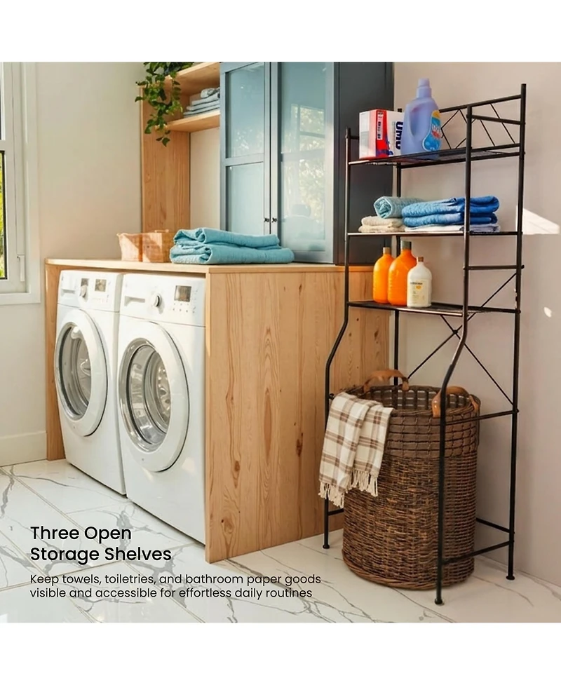 Home Zone Living 3-Tier Over the Toilet Bathroom Storage Organizer with Wide Stabilizing Base