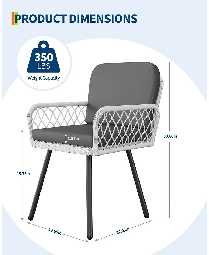 gaomon Set of 2 Modern Outdoor Armchairs