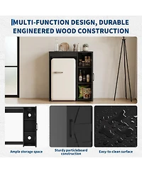 gaomon 37.4 Mini Fridge Cabinet Barn Door Outlet Space Saving Shelf Organizer