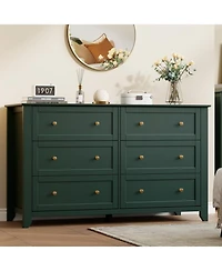gaomon 54" Wide 6-Drawer Dresser with Metal Knobs, Modern Chest for Bedroom and Living Room