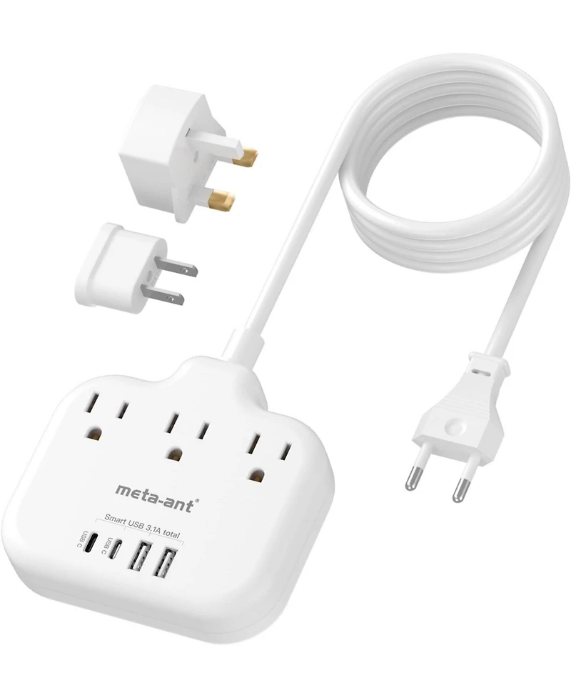 Tessan Universal Travel Adapter 100W GaN, International Power Adapter with 5 Usb(3 Usb C) Charging Ports,Worldwide Outlet for Us to European Europe Uk