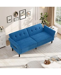 gaomon 89 Inch Convertible Sofa Bed, Modern Chenille Sleeper Sofa with Adjustable Backrest and Armrest, Deep Seat Futon Couch
