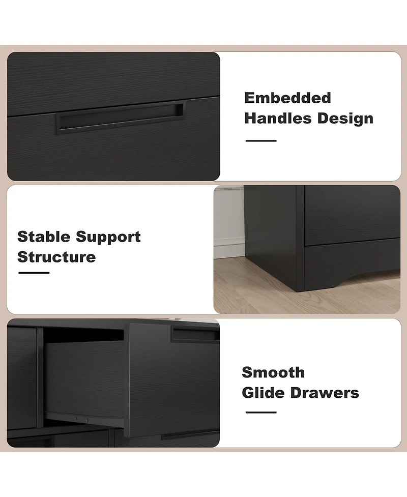 gaomon 7 Drawer Dresser for Bedroom, Natural Modern Double Dresser Organizer with Embedded Handles Design