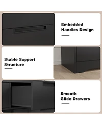 gaomon 7 Drawer Dresser for Bedroom, Natural Modern Double Dresser Organizer with Embedded Handles Design
