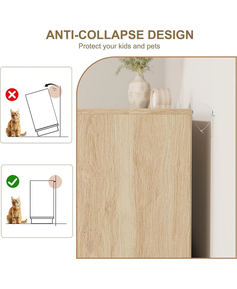 gaomon 6 Drawer Rattan Dresser for Bedroom, Natural Wood Chest of Drawers with Integrated Legs, Rattan Dresser for Hallway, Entryway
