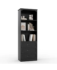 gaomon 70 inch Tall Bookshelf with Drawers, Bookcase and Bookshelf with 3-Tier Open Shelves Storage Cabinet for Home Office Living Room