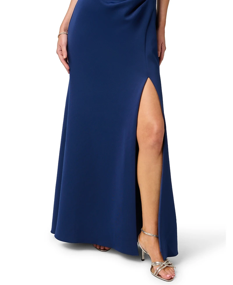 Adrianna Papell Women's Off-the-Shoulder Scuba Gown Dress