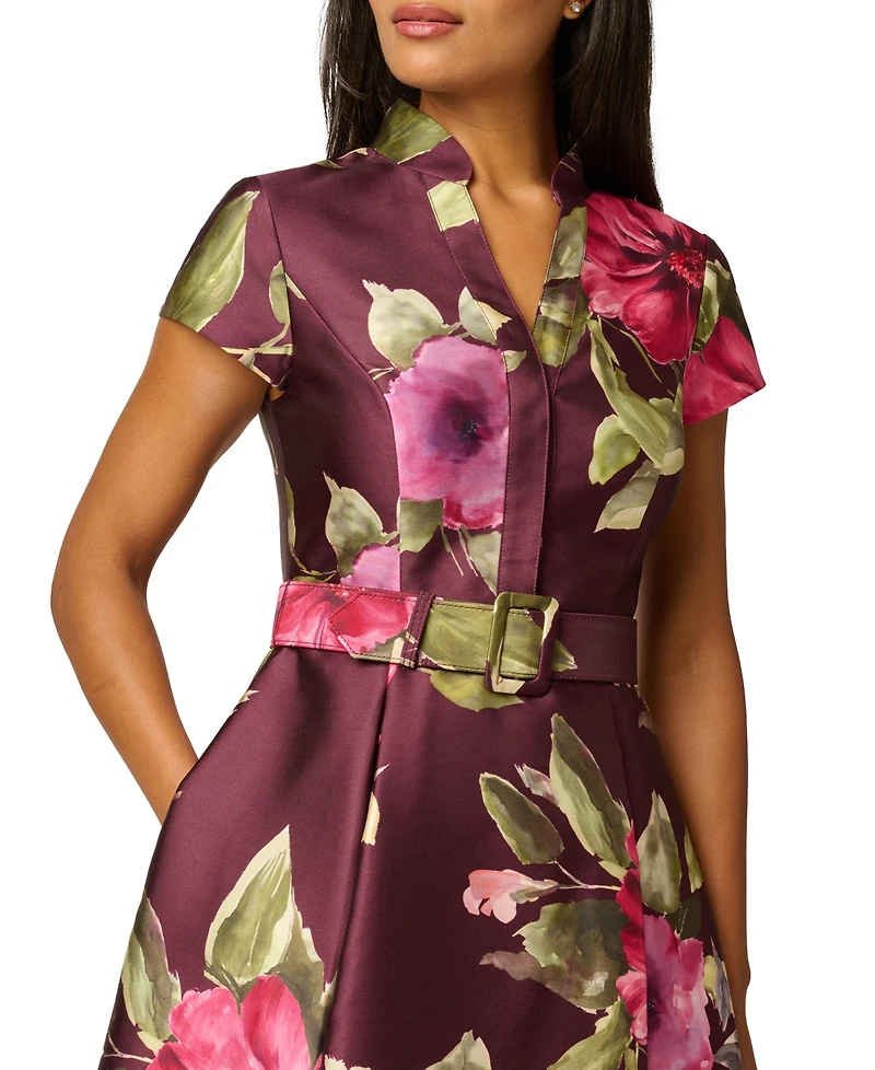 Adrianna Papell Women's V-Neck Floral Ball Gown