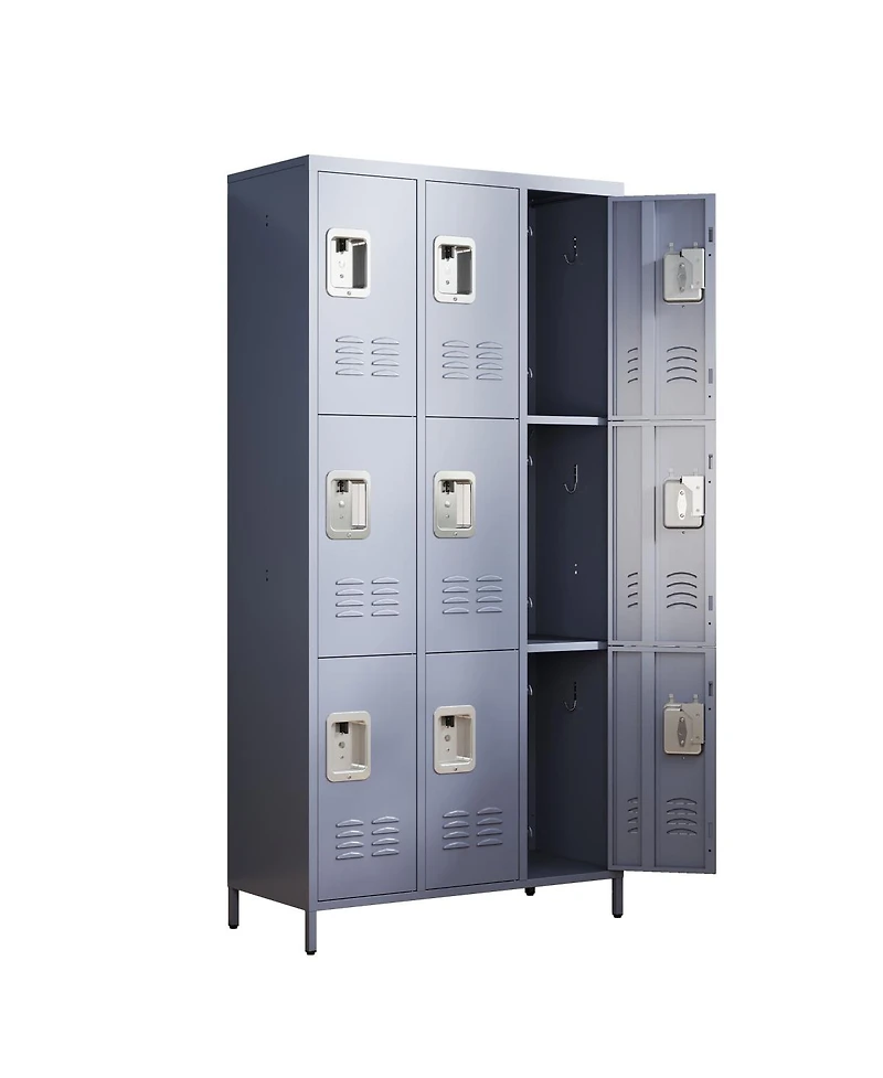 Streamdale Furniture 9-Door 72"H Metal Storage Locker Cabinet for Office, School, and Gym
