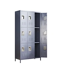 Streamdale Furniture 9-Door 72"H Metal Storage Locker Cabinet for Office, School, and Gym