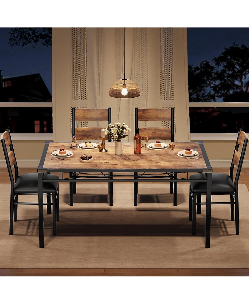 homfan Modern Dining Table Set for 2/4 - Space Saving Small Kitchen with Upholstered Chairs