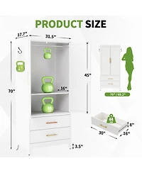 Streamdale Furniture 71 Inch Metal Wardrobe Closet with 2 Doors and Drawers