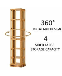 Streamdale Furniture 6-Tier 360 Rotating Bamboo Bookshelf Floor Standing Storage Rack