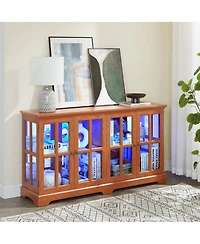 Streamdale Furniture Antique Four-Door Led Curio Display Cabinet with Glass Doors