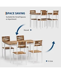 homfan Dining Table Set of 5, Wooden Kitchen with Spiral Metal Legs and Cushioned Chairs