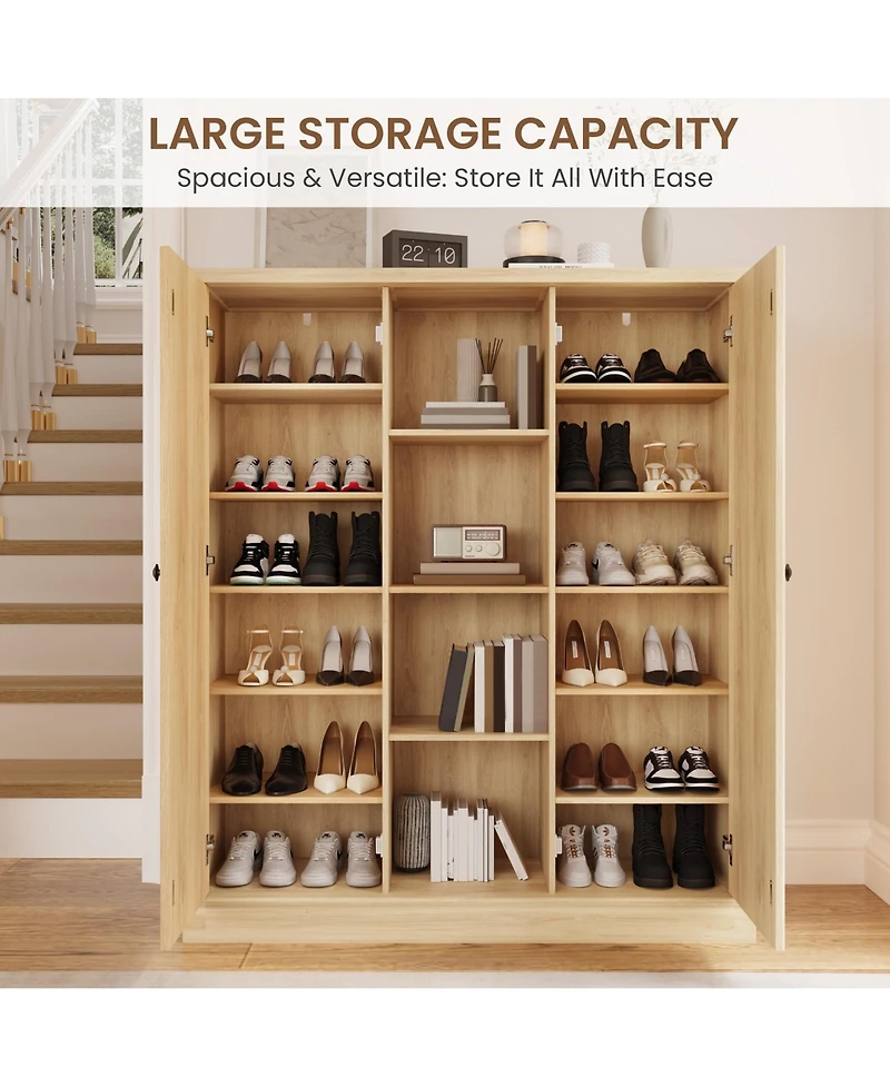 gaomon Tall Shoe Cabinet with Doors, 6-Tier Narrow Wooden Organizer