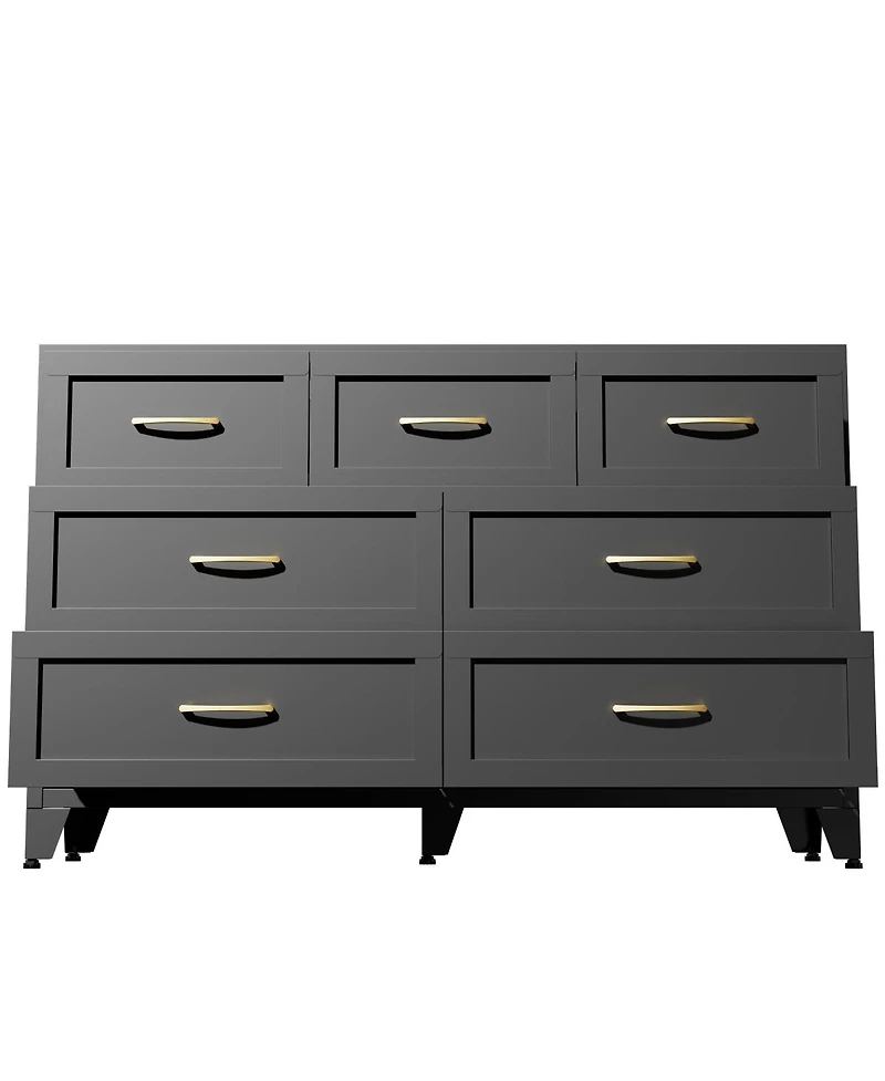 Streamdale Furniture 7-Drawer Wide Metal Storage Dresser for Bedroom and Living Room