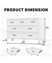 Streamdale Furniture 7-Drawer Wide Metal Storage Dresser for Bedroom and Living Room