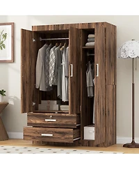 Streamdale Furniture 3-Door Storage Armoire with 2 Drawers and 2 Hanging Rods