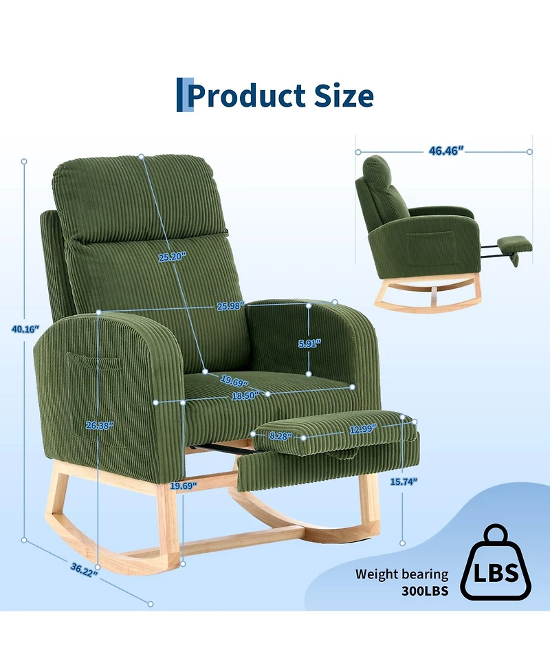 gaomon Soft Suede Upholstered Lounge Chair for Restaurant Seating Adjustable Footrest, High Backrest, Side Pockets