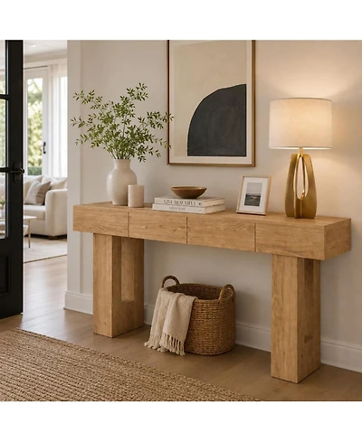 gaomon Mdf Faux Wood Console Table with Drawer - Hallway Decor, Storage Drawer, Decorative Console, Compact Table, and Modern Look.