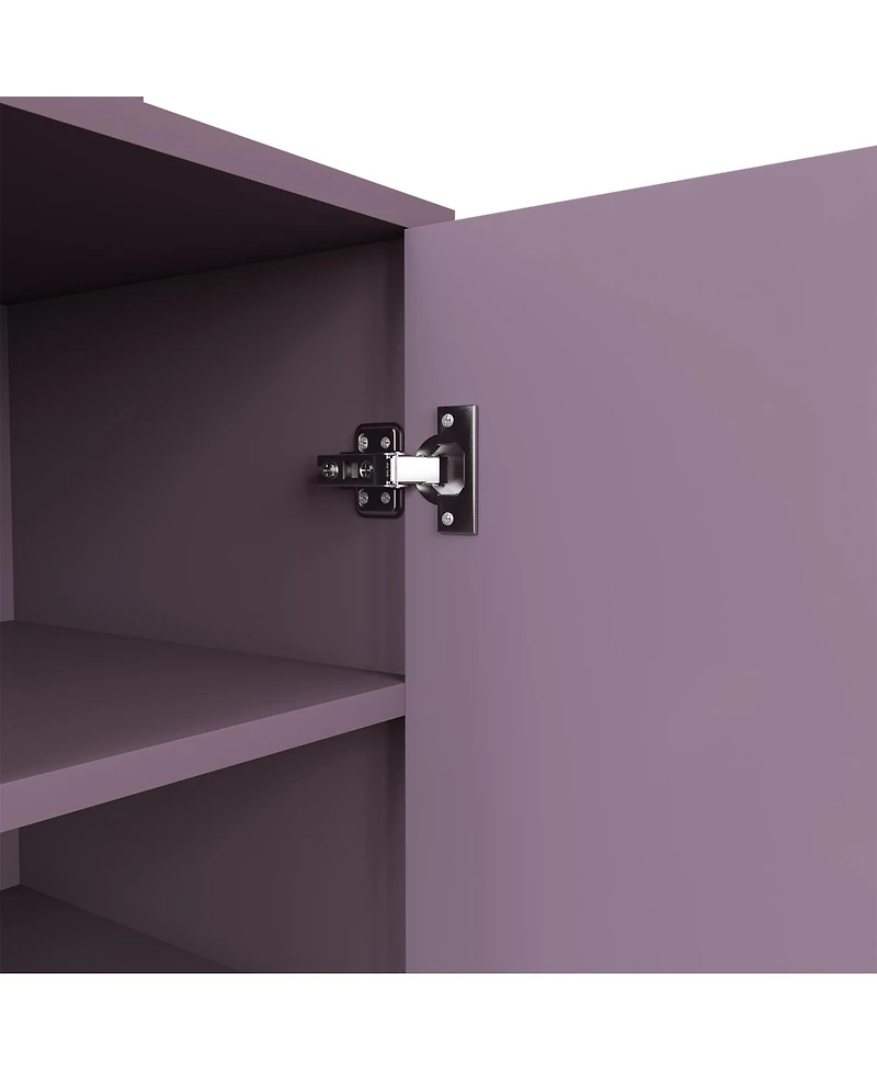 Streamdale Furniture Purple Vanity Desk Set with Led Mirror and Padded Stool